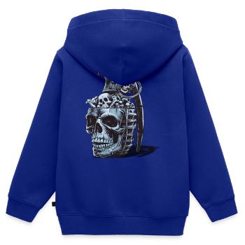 Skeleton Grenade Design - Kids Premium Organic Zip-up Hoodie - royal blue - Back - AI Model Kid Male (0cm)