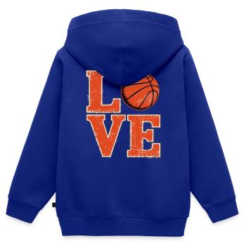 Liebe Basketball - Kinder Premium Organic Zip Hoodie - Royalblau - Hinten - AI Model Kid Male (0cm)
