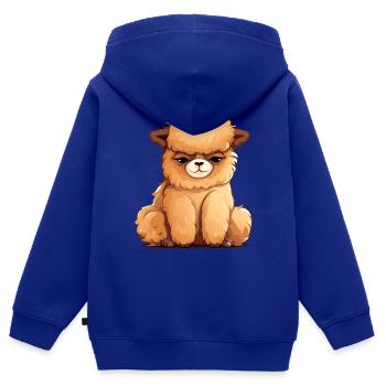 Alpaka mit cooler Frisur - Kinder Premium Organic Zip Hoodie - Royalblau - Hinten - AI Model Kid Male (0cm)