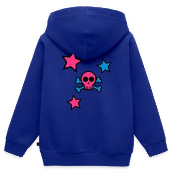 skull - Sweat Premium à capuche zippé enfant bio - bleu roi - Dos - AI Model Kid Male (0cm)