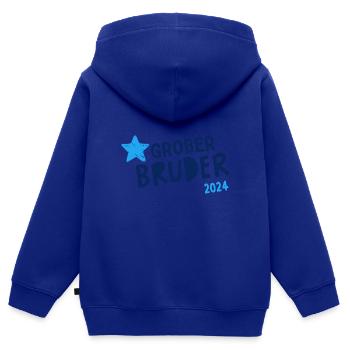 Ich werde Großer Bruder 2024 Loading Krone BÄM - Kinder Premium Organic Zip Hoodie - Royalblau - Hinten - AI Model Kid Male (0cm)