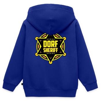Farben änderbar | Dorf Sheriff - Kinder Premium Organic Zip Hoodie - Royalblau - Hinten - AI Model Kid Male (0cm)