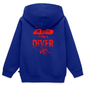 aimer un plongeur - Sweat Premium à capuche zippé enfant bio - bleu roi - Dos - AI Model Kid Male (0cm)