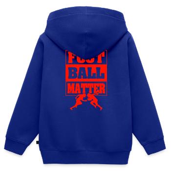 devise du football - Sweat Premium à capuche zippé enfant bio - bleu roi - Dos - AI Model Kid Male (0cm)