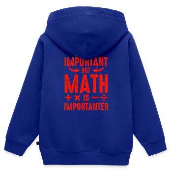 Les mathématiques sont importantes - Sweat Premium à capuche zippé enfant bio - bleu roi - Dos - AI Model Kid Male (0cm)
