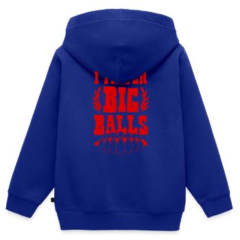 Grosses boules Bowling - Sweat Premium à capuche zippé enfant bio - bleu roi - Dos - AI Model Kid Male (0cm)