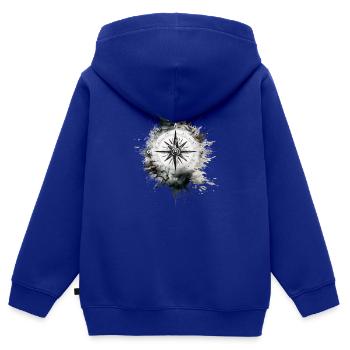 kreativer Kompass im Navy Look fürs Segeln - Kinder Premium Organic Zip Hoodie - Royalblau - Hinten - AI Model Kid Male (0cm)