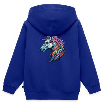 Einhorn Portrait - Kinder Premium Organic Zip Hoodie - Royalblau - Hinten - AI Model Kid Male (0cm)