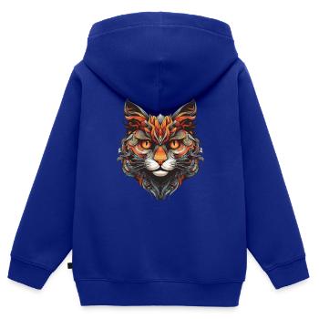 Cat Portrait Head - Kids Premium Organic Zip-up Hoodie - royal blue - Back - AI Model Kid Male (0cm)