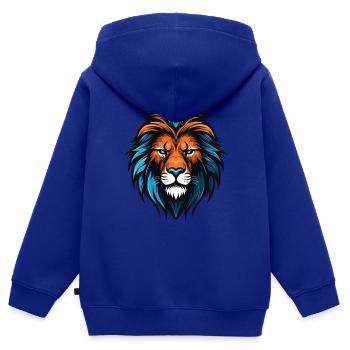 Lion Head - Kids Premium Organic Zip-up Hoodie - royal blue - Back - AI Model Kid Male (0cm)