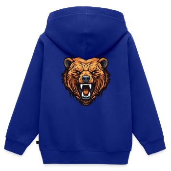 Bär Kopf - Kinder Premium Organic Zip Hoodie - Royalblau - Hinten - AI Model Kid Male (0cm)