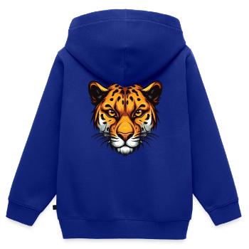 Cheetah Head - Kids Premium Organic Zip-up Hoodie - royal blue - Back - AI Model Kid Male (0cm)