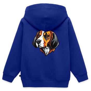 Tête de chien Beagle - Sweat Premium à capuche zippé enfant bio - bleu roi - Dos - AI Model Kid Male (0cm)