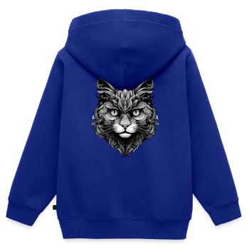 Katze Tier Kater - Kinder Premium Organic Zip Hoodie - Royalblau - Hinten - AI Model Kid Male (0cm)