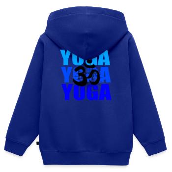 Yoga Yoga Yoga - Sweat Premium à capuche zippé enfant bio - bleu roi - Dos - AI Model Kid Male (0cm)