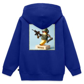 Banane Militär - Kinder Premium Organic Zip Hoodie - Royalblau - Hinten - AI Model Kid Male (0cm)
