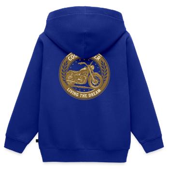 Cool Biker Father – Living the Dream – Vintage Moto - Kids Premium Organic Zip-up Hoodie - royal blue - Back - AI Model Kid Male (0cm)