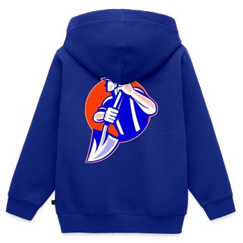 Der Baumeister - Kinder Premium Organic Zip Hoodie - Royalblau - Hinten - AI Model Kid Male (0cm)