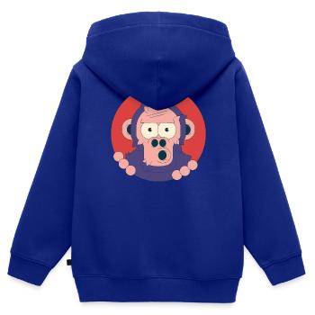 Cute Monkey - Sweat Premium à capuche zippé enfant bio - bleu roi - Dos - AI Model Kid Male (0cm)