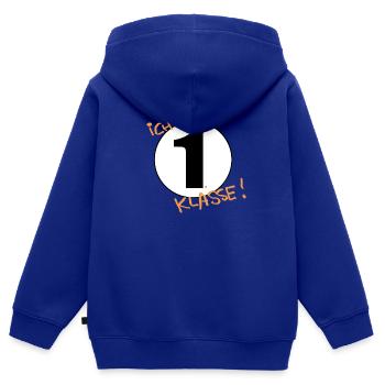 Ich bin erste Klasse! - Kinder Premium Organic Zip Hoodie - Royalblau - Hinten - AI Model Kid Male (0cm)