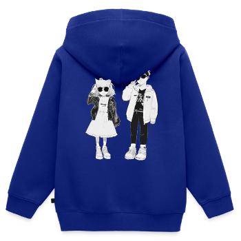 Japanische Coolness in Schwarz-Weiß - Kinder Premium Organic Zip Hoodie - Royalblau - Hinten - AI Model Kid Male (0cm)