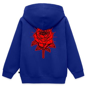 Rose Blume Dornen - Kinder Premium Organic Zip Hoodie - Royalblau - Hinten - AI Model Kid Male (0cm)