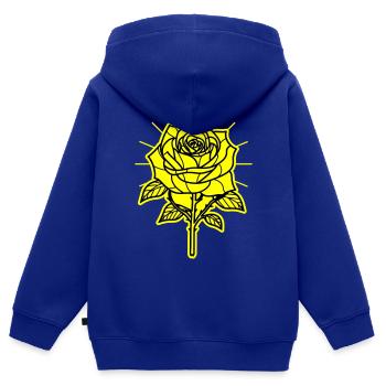 Rose Blume Dornen - Kinder Premium Organic Zip Hoodie - Royalblau - Hinten - AI Model Kid Male (0cm)