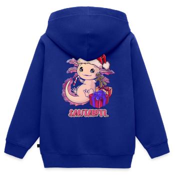 Santalotl Lustiges Wortspiel mit Axolotl Weihnacht - Kinder Premium Organic Zip Hoodie - Royalblau - Hinten - AI Model Kid Male (0cm)