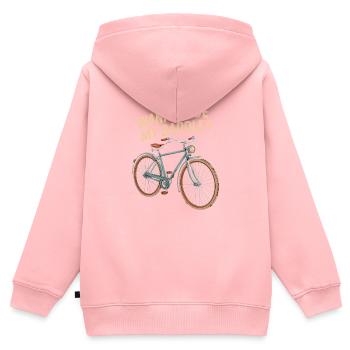 Voulez-vous monter sur ma selle ? - Sweat Premium à capuche zippé enfant bio - rose - Dos - AI Model Kid Female (0cm)