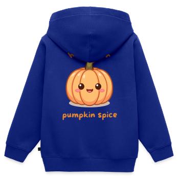 Kawaii Pumpkin Saying - Hurray for Pumpkin Spice - Kids Premium Organic Zip-up Hoodie - royal blue - Back - AI Model Kid Male (0cm)