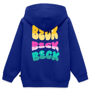 Beck  - Kinder Premium Organic Zip Hoodie - Royalblau - Hinten - AI Model Kid Male (0cm)