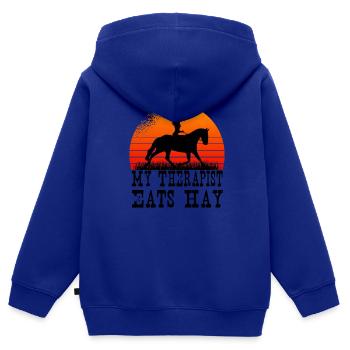 Rodéo Western Cowboy Wild West - Sweat Premium à capuche zippé enfant bio - bleu roi - Dos - AI Model Kid Male (0cm)