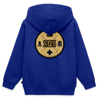 SOSonline.ch Logo sand/beige - Kinder Premium Organic Zip Hoodie - Royalblau - Hinten - AI Model Kid Male (0cm)