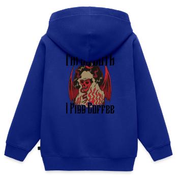 Satan Belzébuth Diable Gothique Pentagramme Mystique - Sweat Premium à capuche zippé enfant bio - bleu roi - Dos - AI Model Kid Male (0cm)