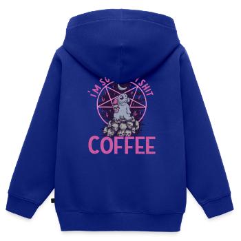 Satan Belzébuth Diable Gothique Pentagramme Mystique - Sweat Premium à capuche zippé enfant bio - bleu roi - Dos - AI Model Kid Male (0cm)