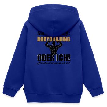 Bodybuilding - Kinder Premium Organic Zip Hoodie - Royalblau - Hinten - AI Model Kid Male (0cm)