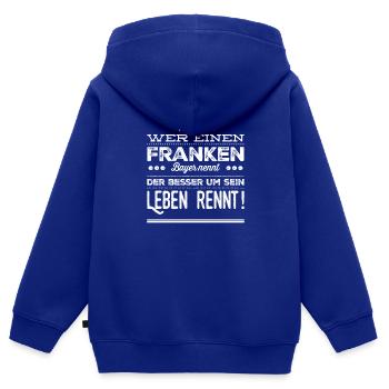 Wer einen Franken Bayer nennt - Kinder Premium Organic Zip Hoodie - Royalblau - Hinten - AI Model Kid Male (0cm)