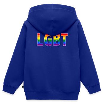 LGBT - Kinder Premium Organic Zip Hoodie - Royalblau - Hinten - AI Model Kid Male (0cm)