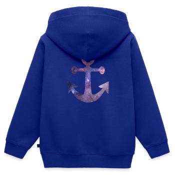 ancre - Sweat Premium à capuche zippé enfant bio - bleu roi - Dos - AI Model Kid Male (0cm)