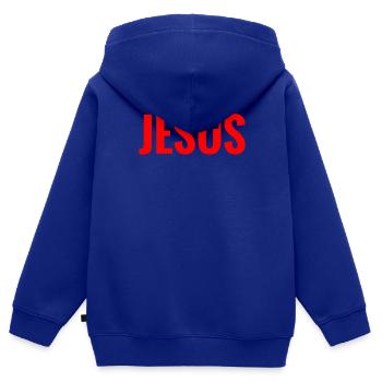 Jesus - Kinder Premium Organic Zip Hoodie - Royalblau - Hinten - AI Model Kid Male (0cm)