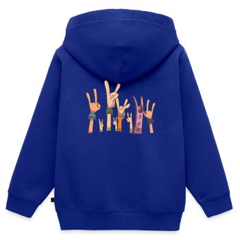 Metal Hände oben in der Luft - Kinder Premium Organic Zip Hoodie - Royalblau - Hinten - AI Model Kid Male (0cm)