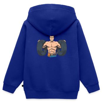 Automechaniker mit Autoreifen - Kinder Premium Organic Zip Hoodie - Royalblau - Hinten - AI Model Kid Male (0cm)