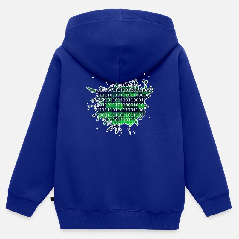 Code binaire - Sweat Premium à capuche zippé enfant bio - bleu roi