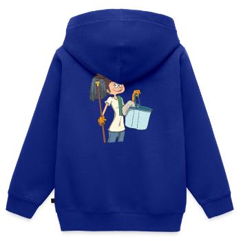 Putzfrau mit Wischmob und Eimer - Kinder Premium Organic Zip Hoodie - Royalblau - Hinten - AI Model Kid Male (0cm)