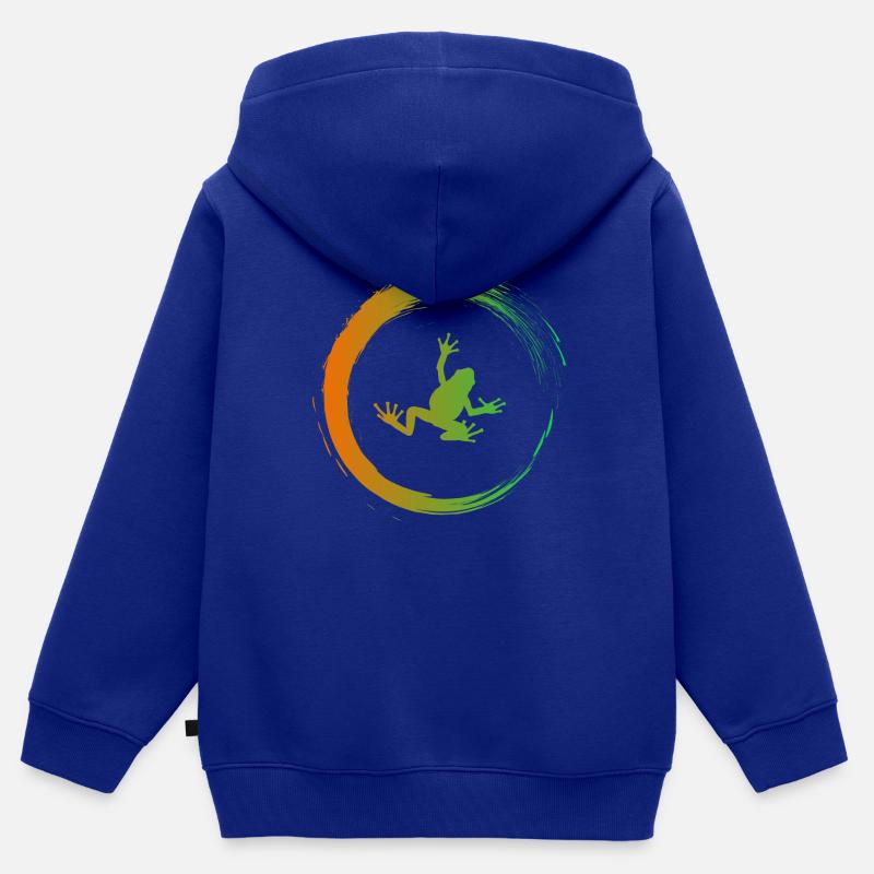 grenouille - Sweat Premium à capuche zippé enfant bio - bleu roi