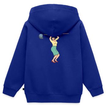 Putzfrau mit Reinigungmittel Vintage - Kinder Premium Organic Zip Hoodie - Royalblau - Hinten - AI Model Kid Male (0cm)