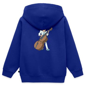 Joueur de contrebasse rockabilly - Sweat Premium à capuche zippé enfant bio - bleu roi - Dos - AI Model Kid Male (0cm)