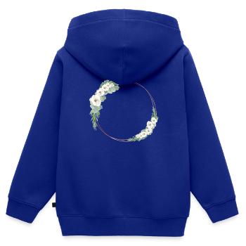 Rosegold Gruen Weiss Blumenkranz personalisierbar - Kinder Premium Organic Zip Hoodie - Royalblau - Hinten - AI Model Kid Male (0cm)