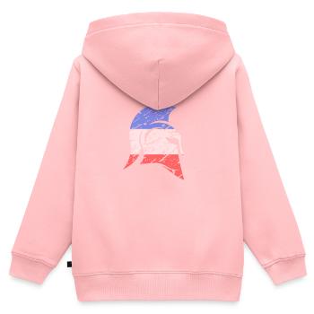 Casque spartiate bleu blanc rouge France Spartan - Sweat Premium à capuche zippé enfant bio - rose - Dos - AI Model Kid Female (0cm)