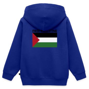 Palestine libre - Sweat Premium à capuche zippé enfant bio - bleu roi - Dos - AI Model Kid Male (0cm)
